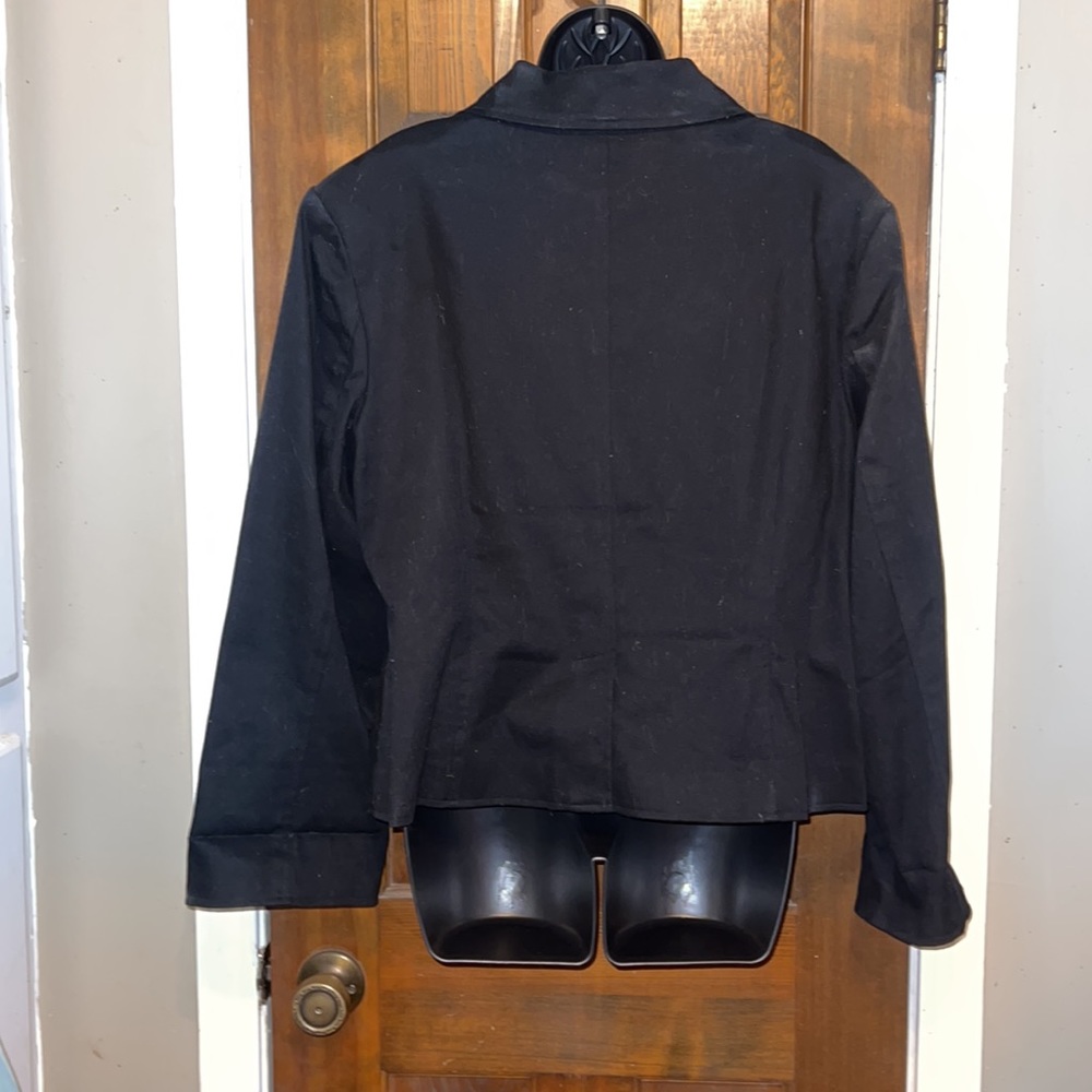 Terry Lewis lined black short waisted Twill blazer Size Large - Picture 5 of 6